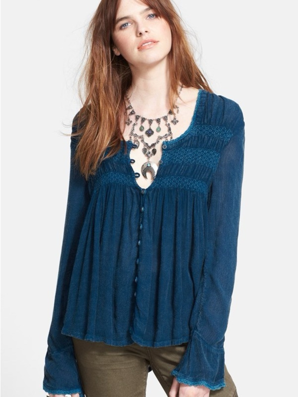 Free People 'Blue Bird' Smocked
Tunic top Retail: $98 Retail